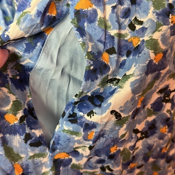 Jacquie The Label Watercolor Floral Print Puff Sleeve Tie Back Babydoll Dress - Picture 13 of 15